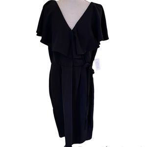 Eloquii Black Faux Wrap Ruffle Detail Dress 14
